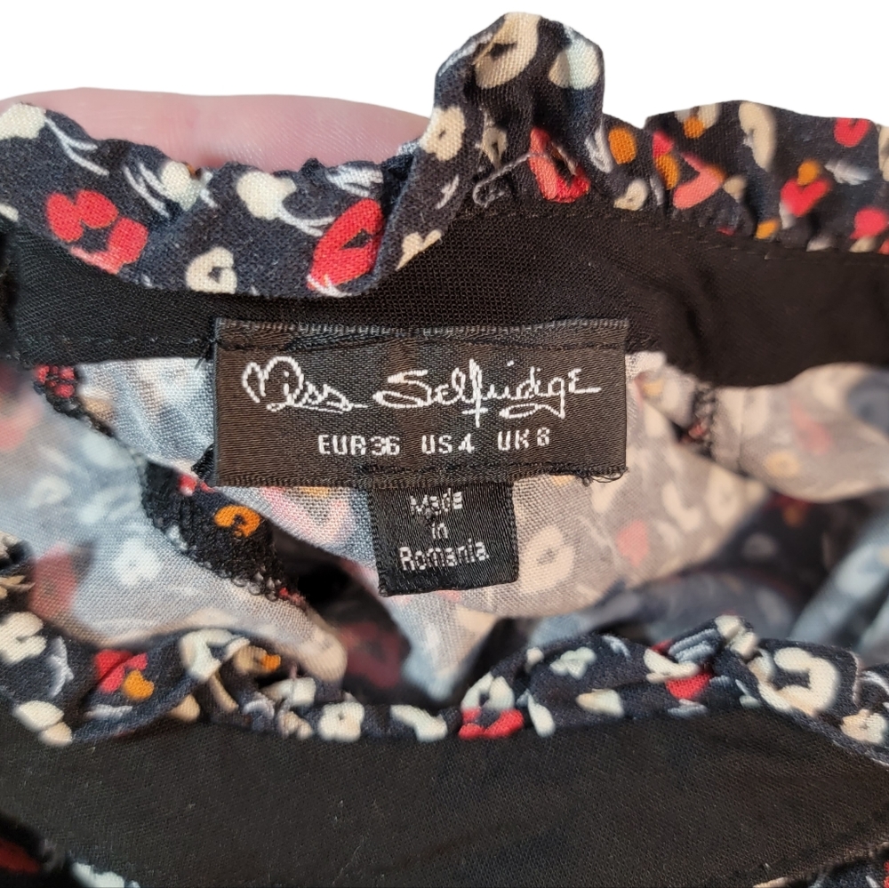 Miss Selfridge Micro Floral Pattern Flowy Blouse Fashion Top Women's Size US 4 - Picture 7 of 13